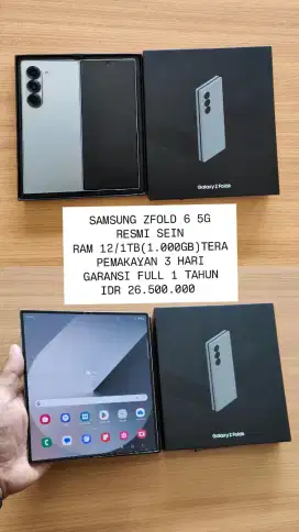 SAMSUNG ZFOLD 6 5G RAM 12/1TB (1.000GB) CEK UNIT GARANSI 1 TAHUN