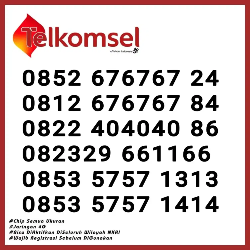 NOMER CANTIK TELKOMSEL , SERIAN TRIPLE  ABABAB