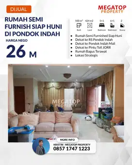 Rumah Dijual di Pondok Indah Jakarta Selatan Dekat Ke Toll JORR