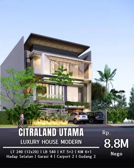 Dijual Rumah Baru Gress Mewah Modern Minimalis Citraland 3 Lantai