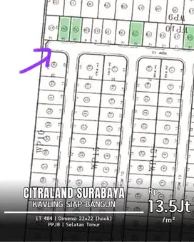 Dijual Tanah Kavling Citraland Waterfront Siap Bangung Lokasi Strategi