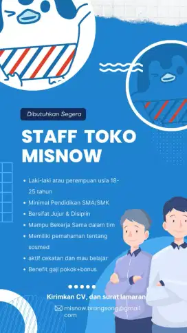 URGENT !!! Dibutuhkan Karyawan/Karyawati untuk staff toko