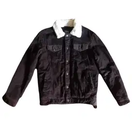 Zara jaket winter sherpa bulu corduroy black
