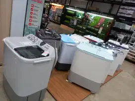 Mesin cuci 2 tabung dan 1 tabung . Bisa di cicil bunga rendah