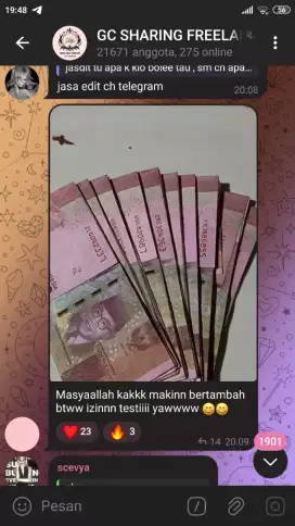 freelance telegram kerjanya cuma balesin cht customer dan promosi