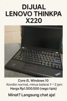 Laptop Lenovo  ThinkPad x220 core I5