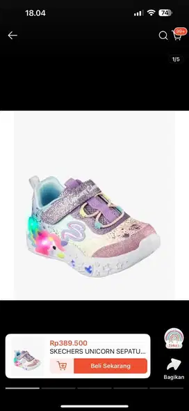 skecher anak unicorn lampu