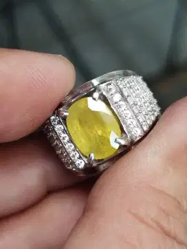 Batu Yellow safir sapphire 3.99 carat ring perak memo MGL yakut