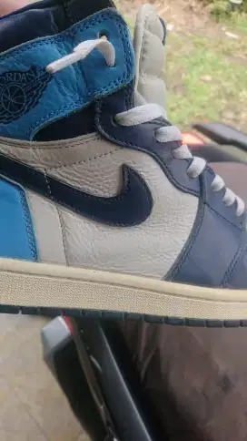 NIKE AJ1 HIGH OBSIDIAN BLUE KULIT MANTAP SIZE 45