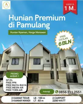 RUMAH 2 LANTAI SIAP HUNI DI PAMULANG TANGERANG SELATAN