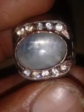 Cincin blue sapphire star Burma vintage