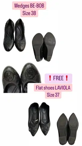 Wedges Bebob Hitam (FREE FLAT SHOES LAVIOLA)