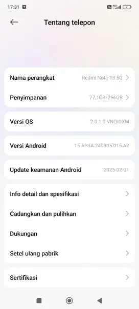 Jual redmi 13 5G pemakian baru 5bln internal 256