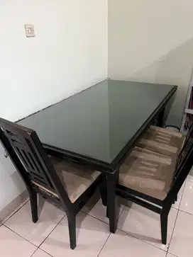 Paket meja makan+kaca+kursi murah bandung