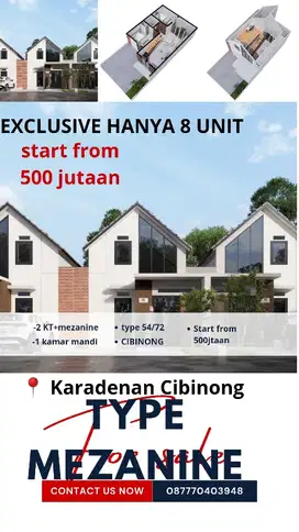 RUMAH MEZANINE 500 JUTAAN DEKAT STASIUN BOJONG GEDE