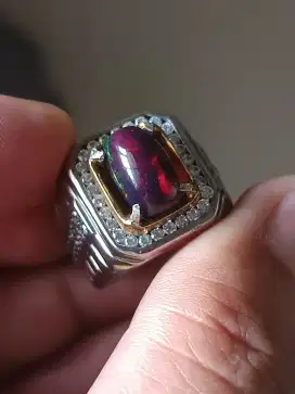 Batu kalimaya black Opal Ethiopia 2.50 carat ring perak memo MRI