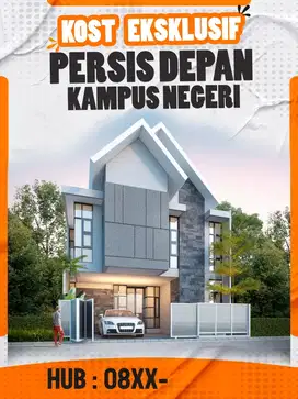 dijual rumah kos lokasi strategis persis depan kampus 6 kamar