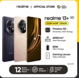 TerMurah New Realme 13+ plus 5G 12/256 grs resmi, bs kredit/bs TT