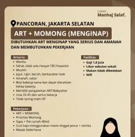 Dibutuhkan 1 ART menginap