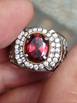Batu garnet pyrope 1.96 crat ring perak memo MGL top kristal clean
