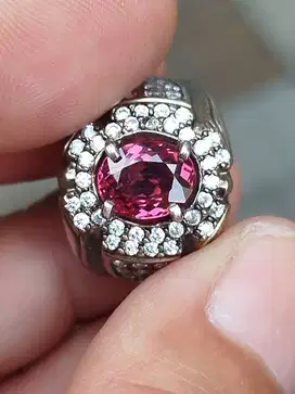 Batu garnet umbalite 2.42 crat ring perak memo CGL super clean kristal