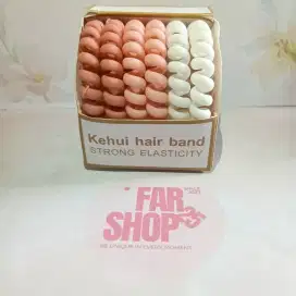 6 pcs ikat rambut spiral matte warna gradasi – elastis, kuat & nyaman