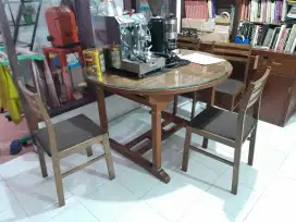 Meja makan kayu jati tua + Kursi makan