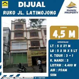 DIUAL RUKO 4 LANTAI HARGA MURAH DI JALAN GUNUNG LATIMOJONG