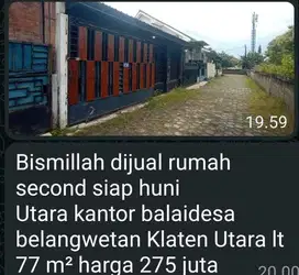 dijual rumah murah belang wetan , klaten kota