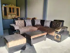 Sofa minimalis+fub cokelat
