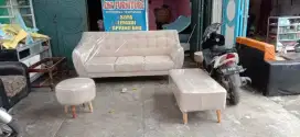 Erafurniture*sofa VINTAGE 3person+LONG+PUFF+BANTAL kain baldu