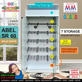 Rak Lemari Sepatu Murah 5 Rak / 7 Ruang Penyimpanan Pakai Pintu Kaca