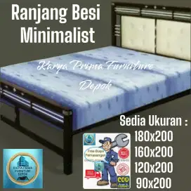 Ranjang Besi Minimalist 160x200 kuat awet 1.150.000 free ongkir pasang