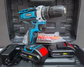 Baru Mesin bor cordless drill 2 baterai 21v set koper