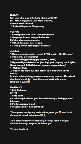 DIBUTUHKAN Baby Sitter / Momong Anak