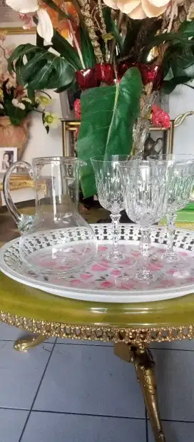 5 gelas wine plus jug crystal cheko bonus topless permen crystal