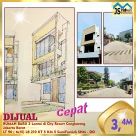DIJUAL RUMAH BARU 3 LANTAI DI CITY RESORT CENGKARENG JAKARTA BARAT