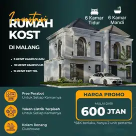 RUMAH KOS DEKET KAMPUS UMM UB 600 JUTAAN