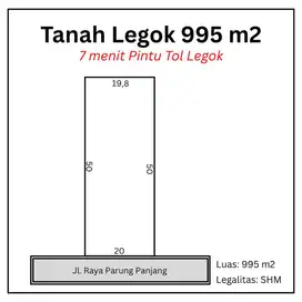 Tanah Luas 995 Meter Persegi Legok Tangerang, Terima SHM
