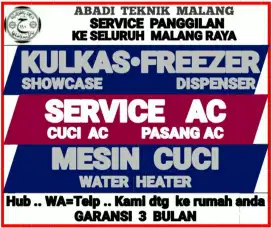 service ac kulkas (cuci ac-75 u/min.3) mesin cuci water heater servis