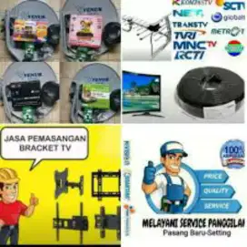 Bracket TV plus pasang antena digital Parabola kvision Nusantara dll