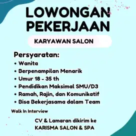 Lowongan Karyawan Salon Karisma & Spa