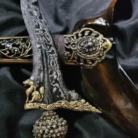 Keris Singo Barong Luk 5 Kinatah Sepuh Emas Pamor Melati