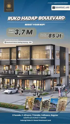 Dijual Ruko 3 Lantai Pasadena Square Gading Serpong Lokasi Strategis
