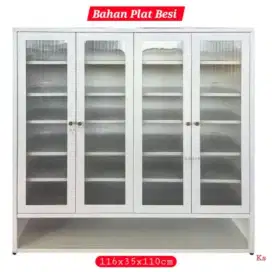 Rak Sepatu Plat Besi Bufet Sepatu Serbaguna Putih Tertutup Estetik