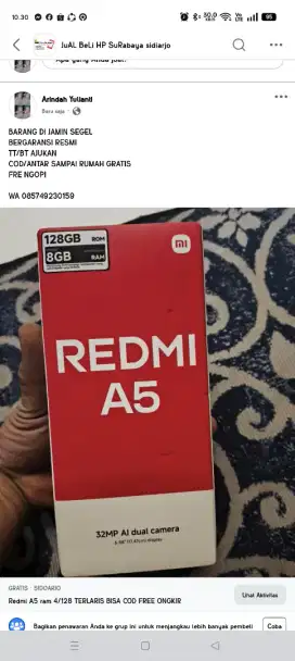 Redmi A5 ram 4/128 Terlaris bisa cod free ongkir