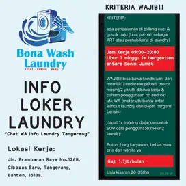 Lowongan Kerja Laundry Kiloan Cimone Cibodas Tangerang