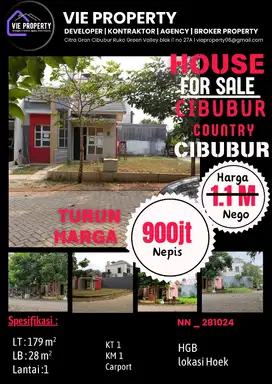 TERMURAH RUMAH CIBUBUR COUNTRY LUAS 179M²