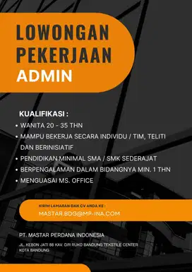 Lowongan Kerja Bagian Admin