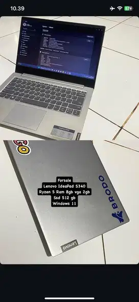 Lenovo ideapad s340 ryzen 5 3500 ram 8 gb vga 2gb ssd 512 gb window 11